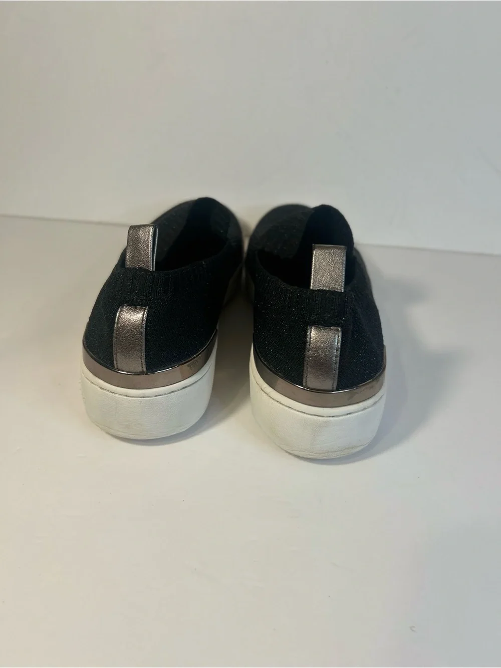 Michael Kors Black Knit Slip-On Sneakers with White Soles